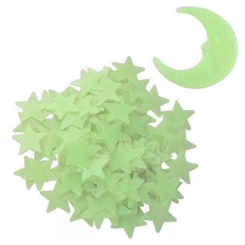 Luna y 100 Estrellas Fluorescentes Gadnic STAR01 Brillan en la Oscuridad - 0