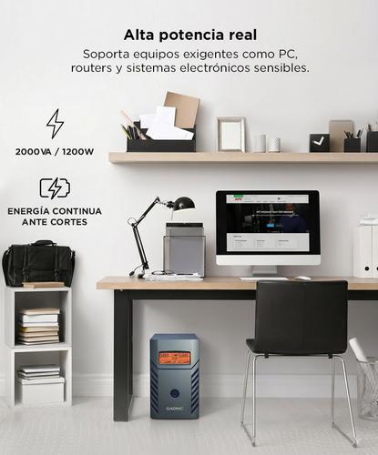 UPS Estabilizador Tensión Gadnic 2000VA 1200W 220V LCD 4 salidas bateria 24V - 2