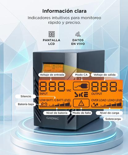 UPS Estabilizador Tensión Gadnic 2000VA 1200W 220V LCD 4 salidas bateria 24V - 4