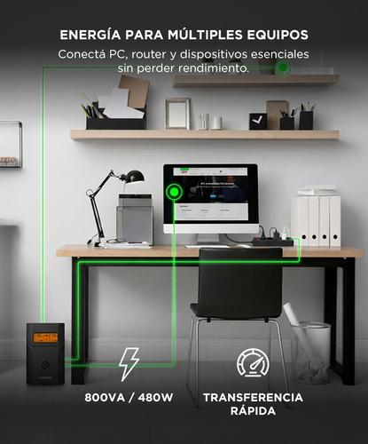  UPS Estabilizador Tension Gadnic Hogar 800VA 480W 220V LCD 4 salidas  - 4