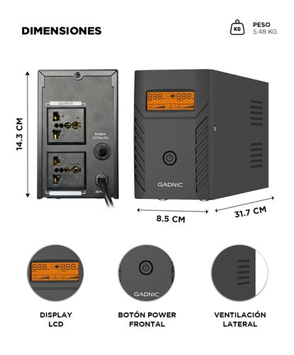  UPS Estabilizador Tension Gadnic Hogar 800VA 480W 220V LCD 4 salidas  - 5