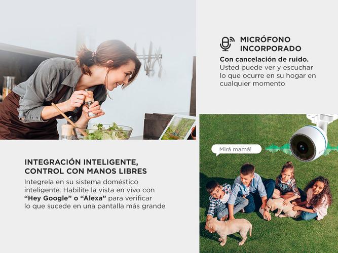 Kit Cámara De Seguridad IP Ezviz WiFi 2mp FHD H3C Visión Audio x 2 unidades  - 3