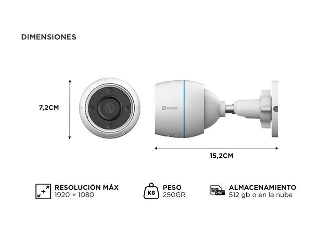 Kit Cámara De Seguridad IP Ezviz WiFi 2mp FHD H3C Visión Audio x 2 unidades  - 4