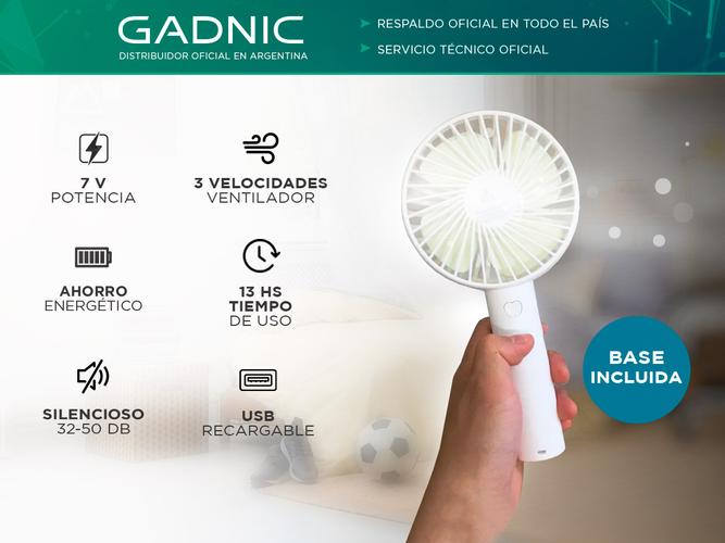 Mini Ventilador Portatíl Gadnic Con Base y De Mano Recargable  - 1