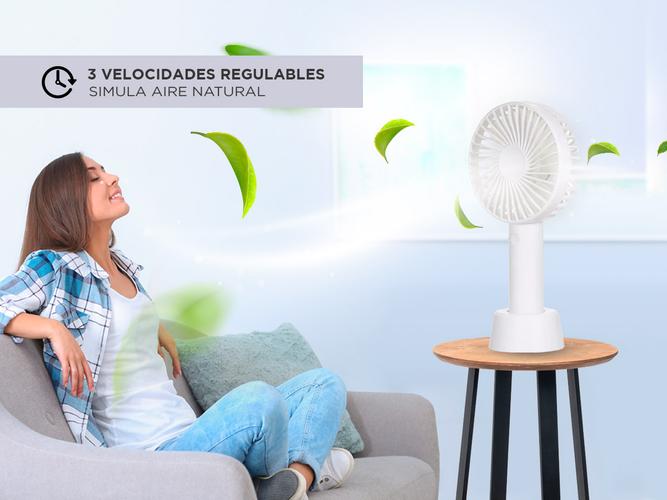 Mini Ventilador Portatíl Gadnic Con Base y De Mano Recargable  - 2