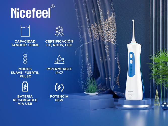 Irrigador Bucal Nicefeel Inalámbrico FC156 Blanco y Azul - 1