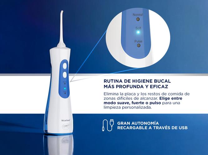 Irrigador Bucal Nicefeel Inalámbrico FC156 Blanco y Azul - 2