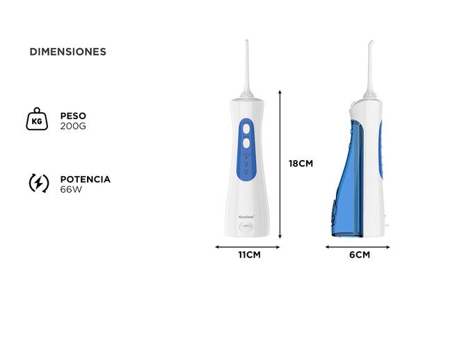 Irrigador Bucal Nicefeel Inalámbrico FC156 Blanco y Azul - 5