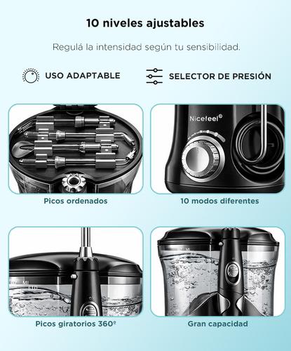Irrigador Bucal Nicefeel FC169 125psi 600ml 10 Niveles 7 Boquillas Intercambiables  - 2