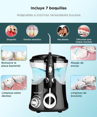 Irrigador Bucal Nicefeel FC169 125psi 600ml 10 Niveles 7 Boquillas Intercambiables  - 4
