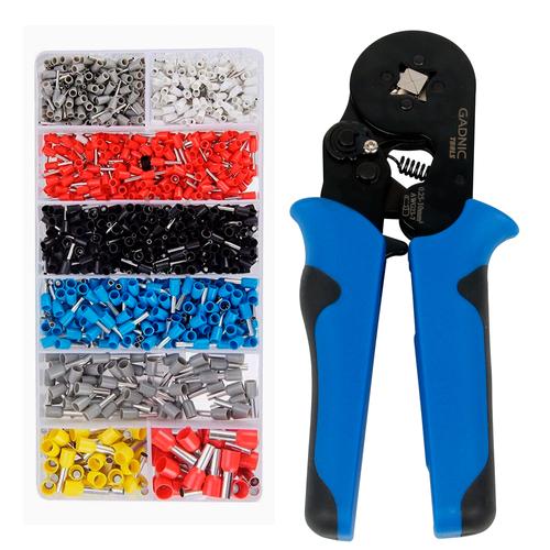 Kit Pinza Gadnic Crimpeadora  1200 Piezas Terminales Tubular  - 0