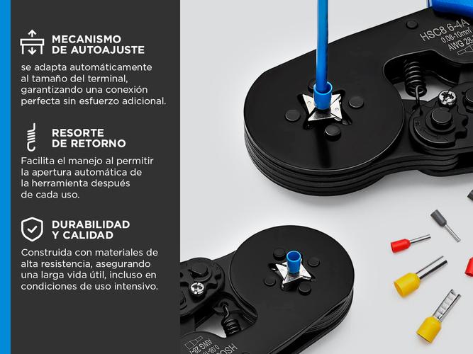 Pinza Crimpeadora Gadnic Terminales Tubulares Cuadrada - 2
