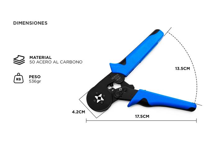 Pinza Crimpeadora Gadnic Terminales Tubulares Cuadrada - 3