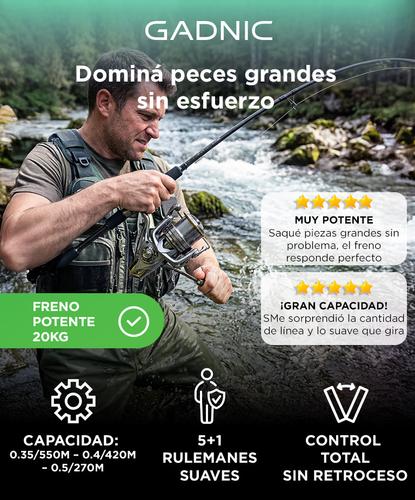 Reel Frontal GADNIC Freno 20kg Pesca Mar 6 Rulemanes - 1