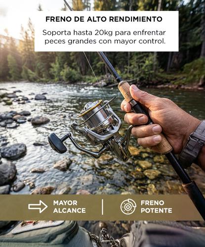 Reel Frontal GADNIC Freno 20kg Pesca Mar 6 Rulemanes - 2