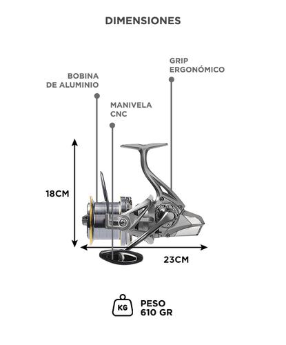 Reel Frontal GADNIC Freno 20kg Pesca Mar 6 Rulemanes - 5