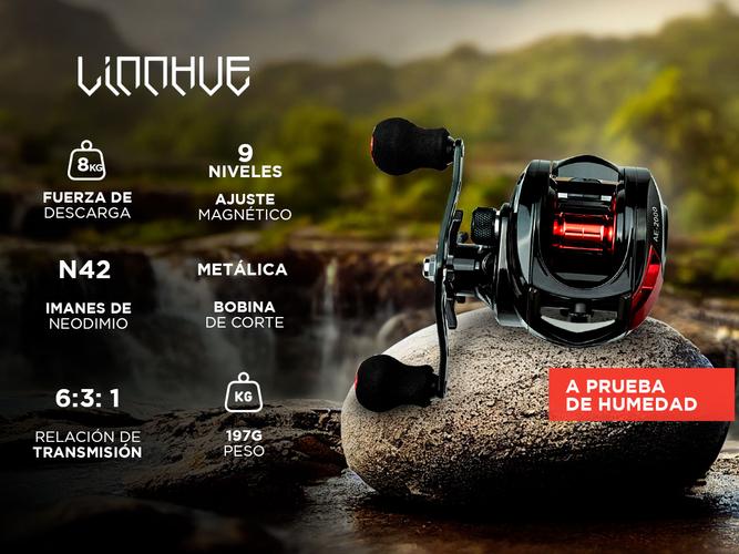 Reel Carrete de Pesca LINNHUE RR-AE2000 9 Niveles de Magnético - 1