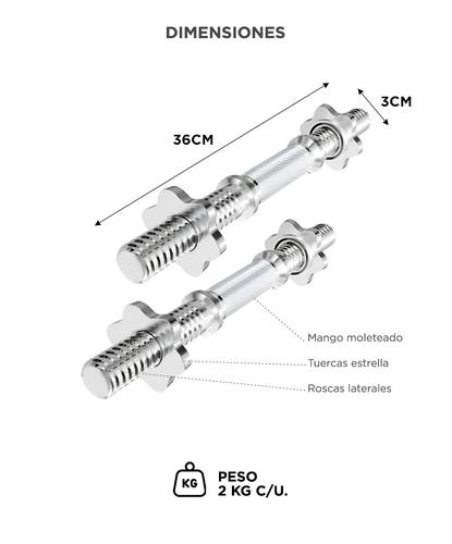 Mancuernas Para Discos Pesas Gadnic Cromadas Macizas Kit Rosca 30mm - 5