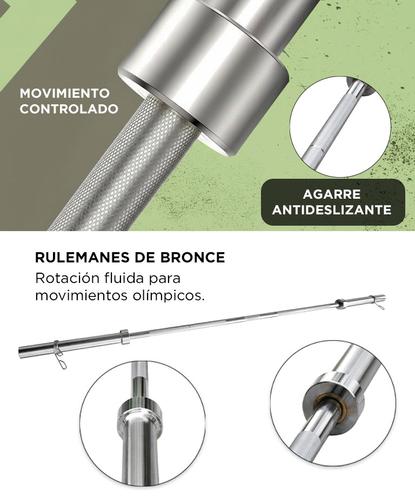 Barra Olímpica Crossfit GADNIC 20kg 400kg Acero Cromado 220m 50mm - 3