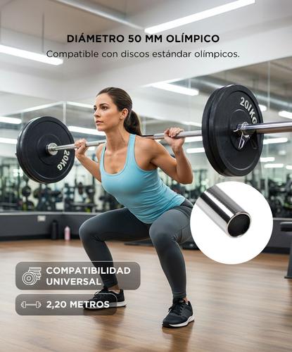 Barra Olímpica Crossfit GADNIC 20kg 400kg Acero Cromado 220m 50mm - 4