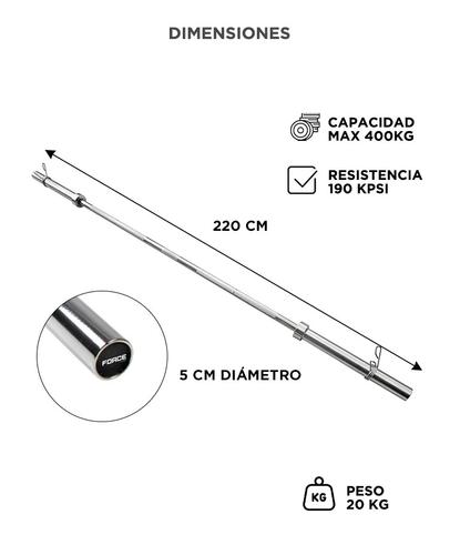 Barra Olímpica Crossfit GADNIC 20kg 400kg Acero Cromado 220m 50mm - 5