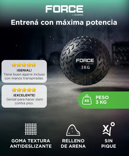 Medicine Ball de 3 Kg Force By Gadnic Pelota Slam Sin Rebote Textura Antideslizante - 1