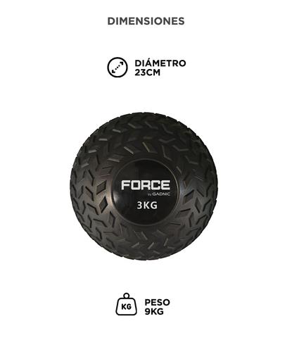 Medicine Ball de 3 Kg Force By Gadnic Pelota Slam Sin Rebote Textura Antideslizante - 4