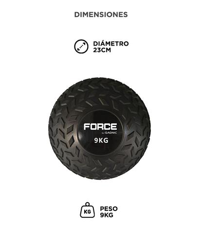 Medicine Ball de 9 Kg Force By Gadnic Pelota Slam Sin Rebote Textura Antideslizante - 4