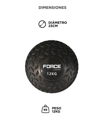 Medicine Ball de 12 Kg Force By Gadnic Pelota Slam Sin Rebote Textura Antideslizante - 4