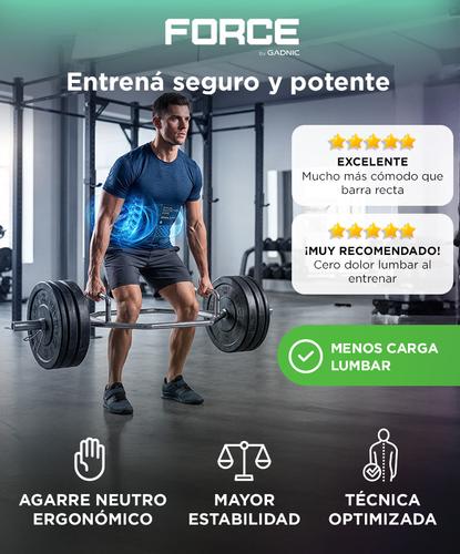 Trap Bar Olimpica Force By Gadnic Hexagonal 50mm Acero Macizo Cromado 145cm 22kg Con Agarres Antideslizantes Para Fuerza - 1