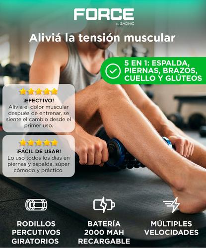 Rodillo Masajeador Eléctrico Force By Gadnic Alivio Muscular Múltiples Niveles De Velocidad  - 1