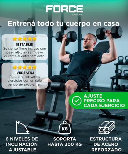 Banco De Gimnasio Force By Gadnic Respaldo Ajustable Multiangular Plegable - 1
