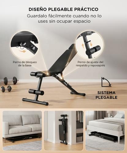 Banco De Gimnasio Force By Gadnic Respaldo Ajustable Multiangular Plegable - 4