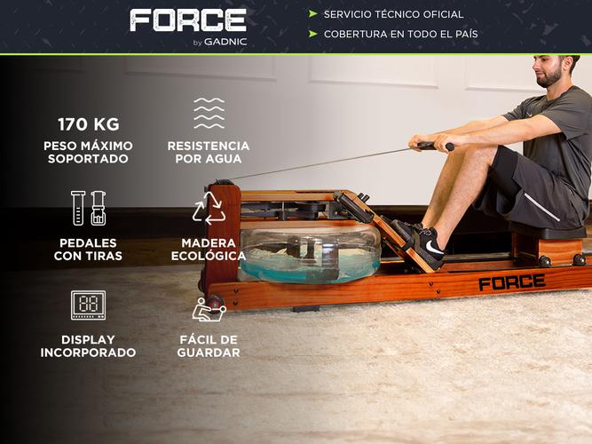 Máquina de Remo Force By Gadnic Profesional Resistencia por Agua con Display - 1