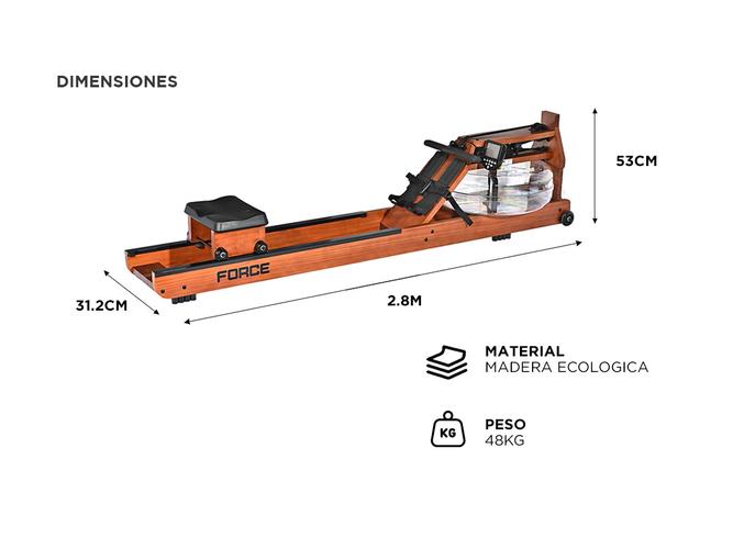 Máquina de Remo Force By Gadnic Profesional Resistencia por Agua con Display - 5