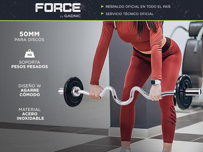 Barra Olímpica W Gadnic Force Bíceps Gimnasio + Topes  - 1