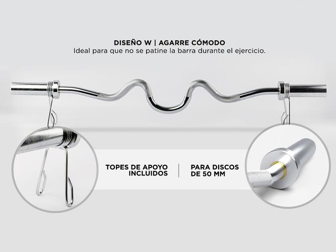 Barra Olímpica W Gadnic Force Bíceps Gimnasio + Topes  - 3