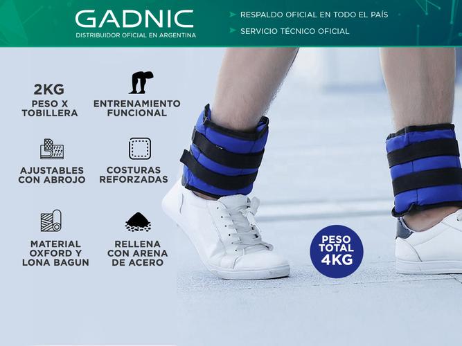 Tobilleras con Peso Gadnic Kit x 2 de 2kg c/u Reforzadas con Abrojo - 1