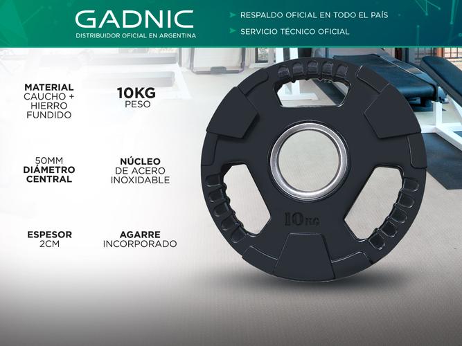 Disco de Goma de 10 Kg Con Agarre Gadnic  - 1
