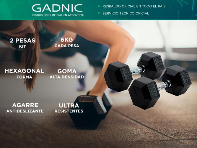 Mancuernas Hexagonale Gadnic Fit 6KG Goma 12kg Totales - 1