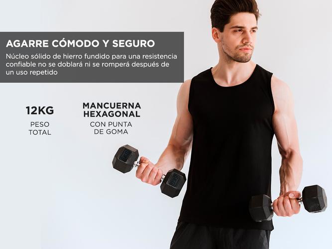 Mancuernas Hexagonale Gadnic Fit 6KG Goma 12kg Totales - 3