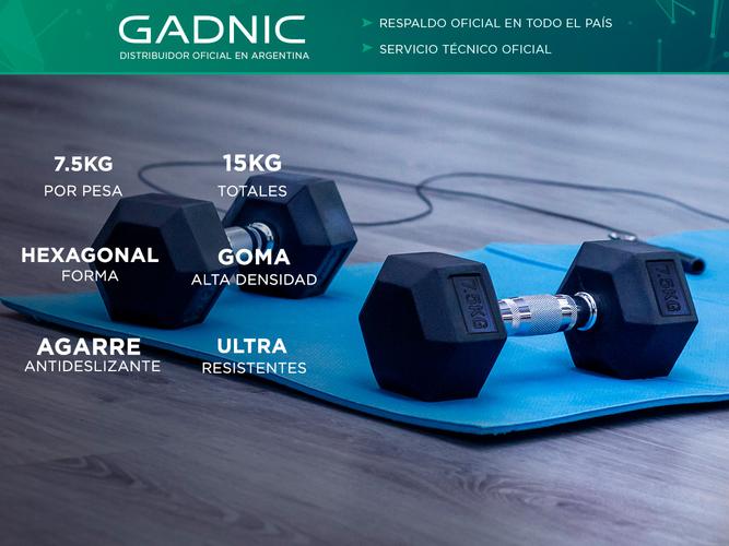 Mancuernas Hexagonale Gadnic Fit 7.5KG Goma 15kg Totales - 1