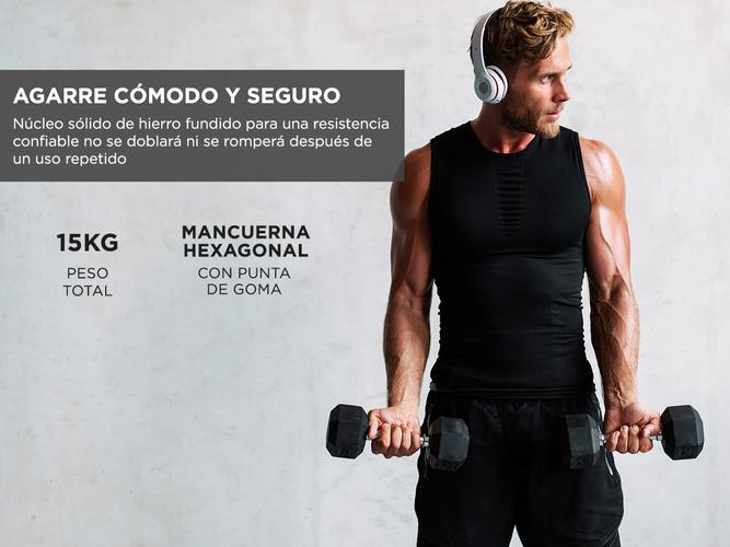 Mancuernas Hexagonale Gadnic Fit 7.5KG Goma 15kg Totales - 3