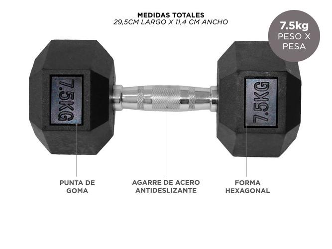Mancuernas Hexagonale Gadnic Fit 7.5KG Goma 15kg Totales - 4