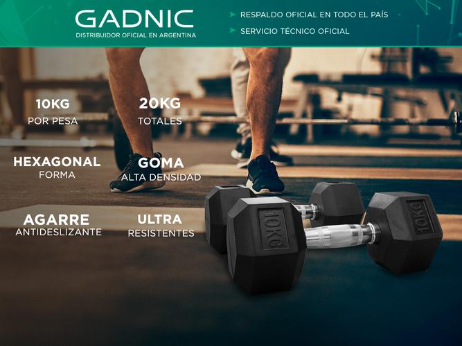 Mancuernas Hexagonales Gadnic Fit 10KG Goma 20kg Totales - 1
