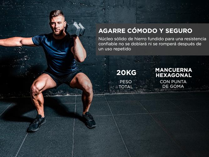 Mancuernas Hexagonales Gadnic Fit 10KG Goma 20kg Totales - 3