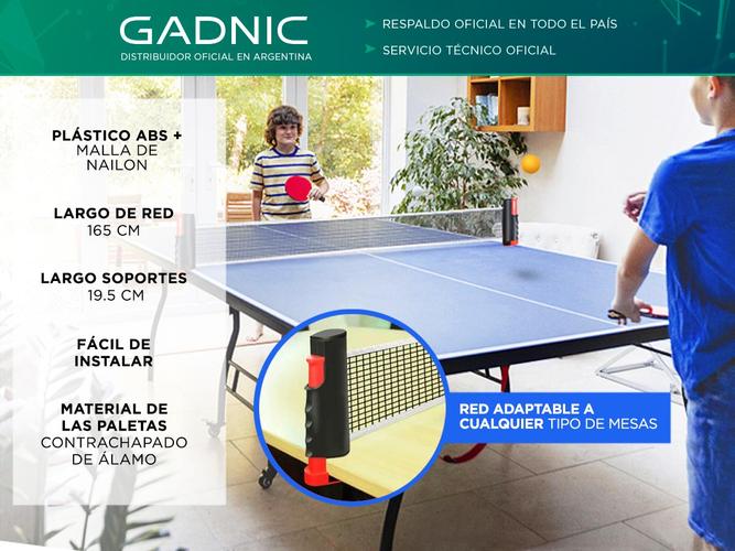 Set Ping Pong Gadnic 2 Paletas + 3 Pelotas + Red Retráctil  - 1
