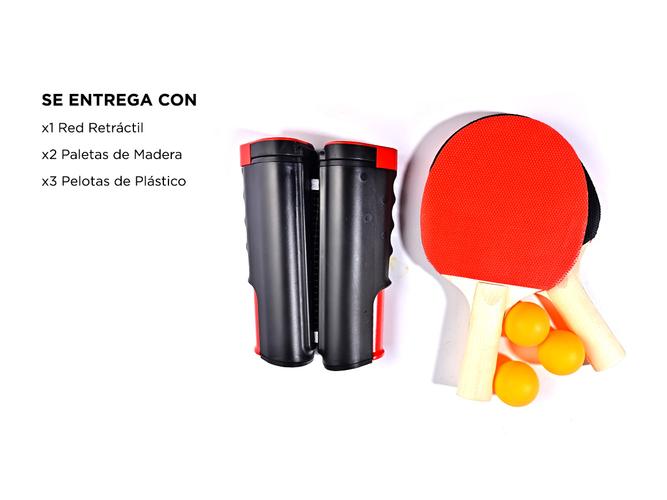 Set Ping Pong Gadnic 2 Paletas + 3 Pelotas + Red Retráctil  - 5
