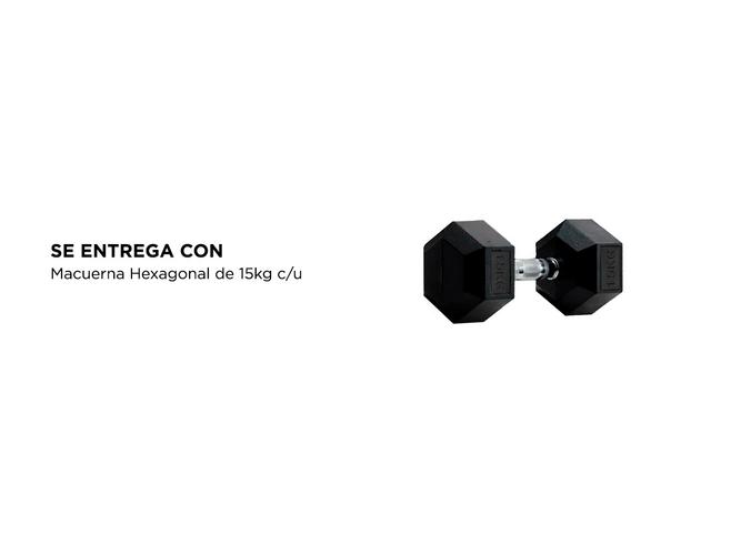 Mancuerna Hexagonal Gadnic Fit 15KG Goma  - 5