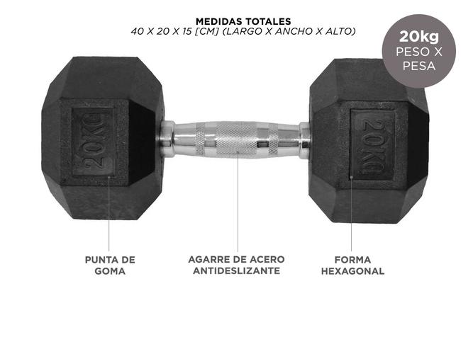 Mancuerna Hexagonal Gadnic Fit 20KG Goma  - 4